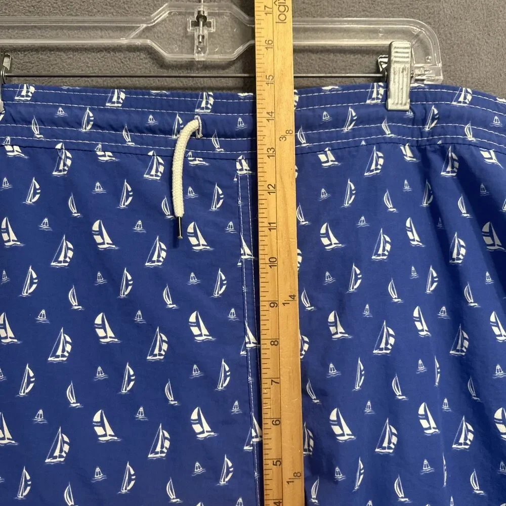 Polo Ralph Lauren Swim Shorts Sailboat Print Mesh Lined Drawstring Mens 3XB Blue